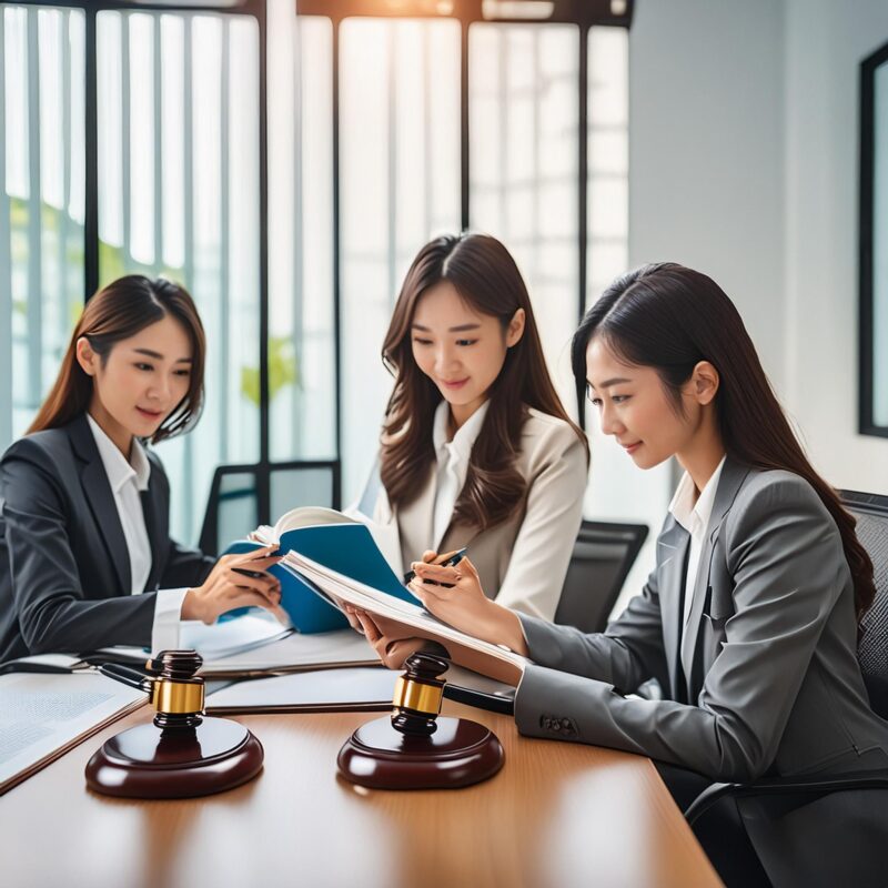 オフィスで法制度の学習をする女性秘書