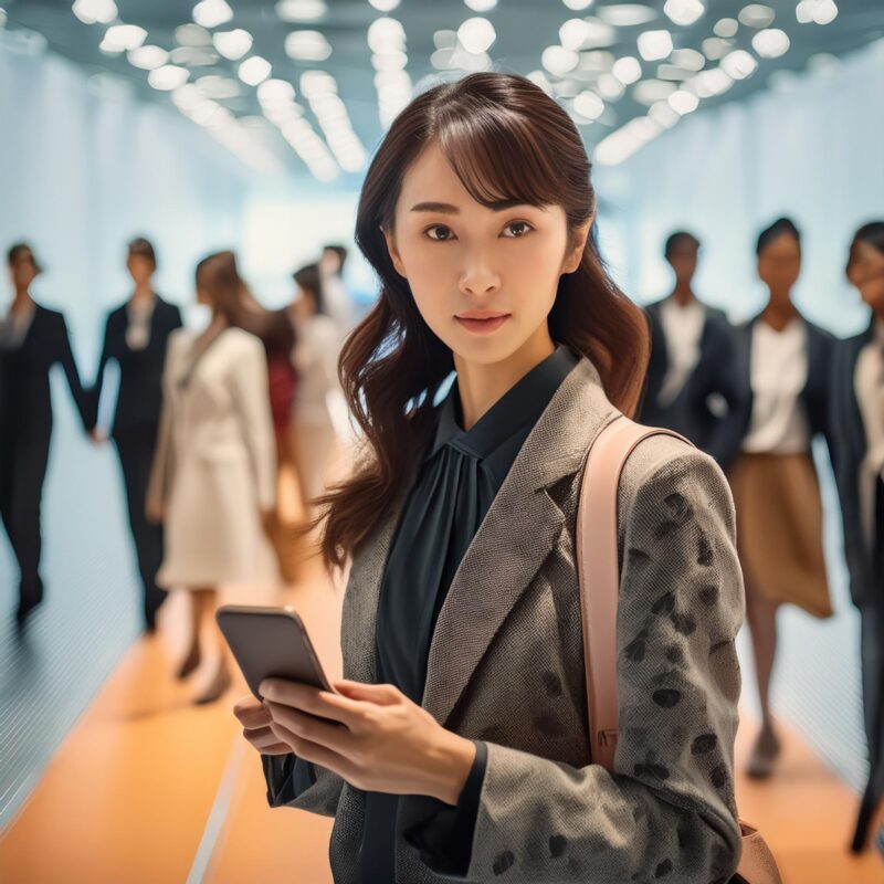 女性のファッショにAIが指示を送っている